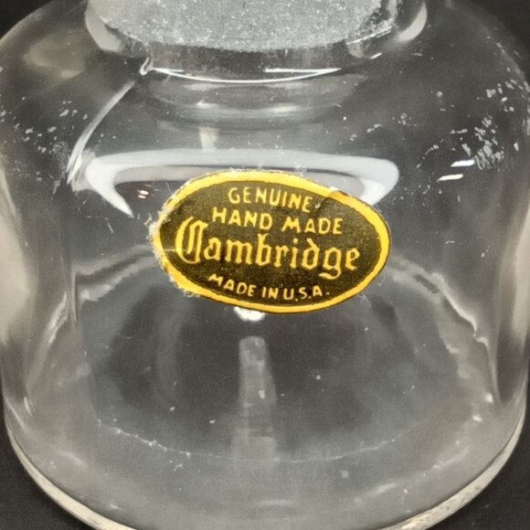 Art Deco Glass Perfume Bottle & Stopper With Label Cambridge Made In USA 1920s - Picture 3 of 14